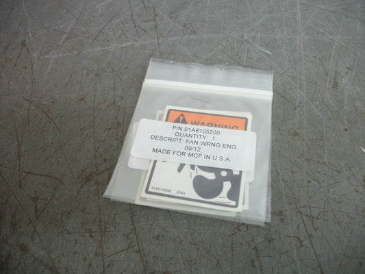 CAT LOT OF 3 FAN WARNING DECALS 91A8105200 NEW