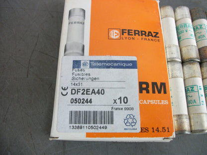 TELEMECANIQUE FERRAZ-SHAWMUT BOX OF 10 14X51 FUSES DF2EA40 40AMP 500VOLT NIB