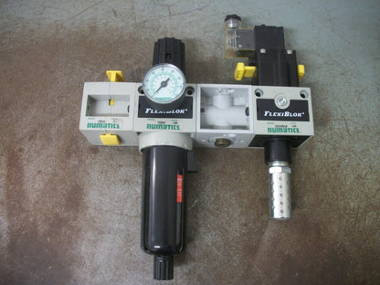 NUMATICS FLEXIBLOK PNEUMATIC REGULATOR/FILTER/SHUT-OFF VALVE COMBO S22E-03BKLM