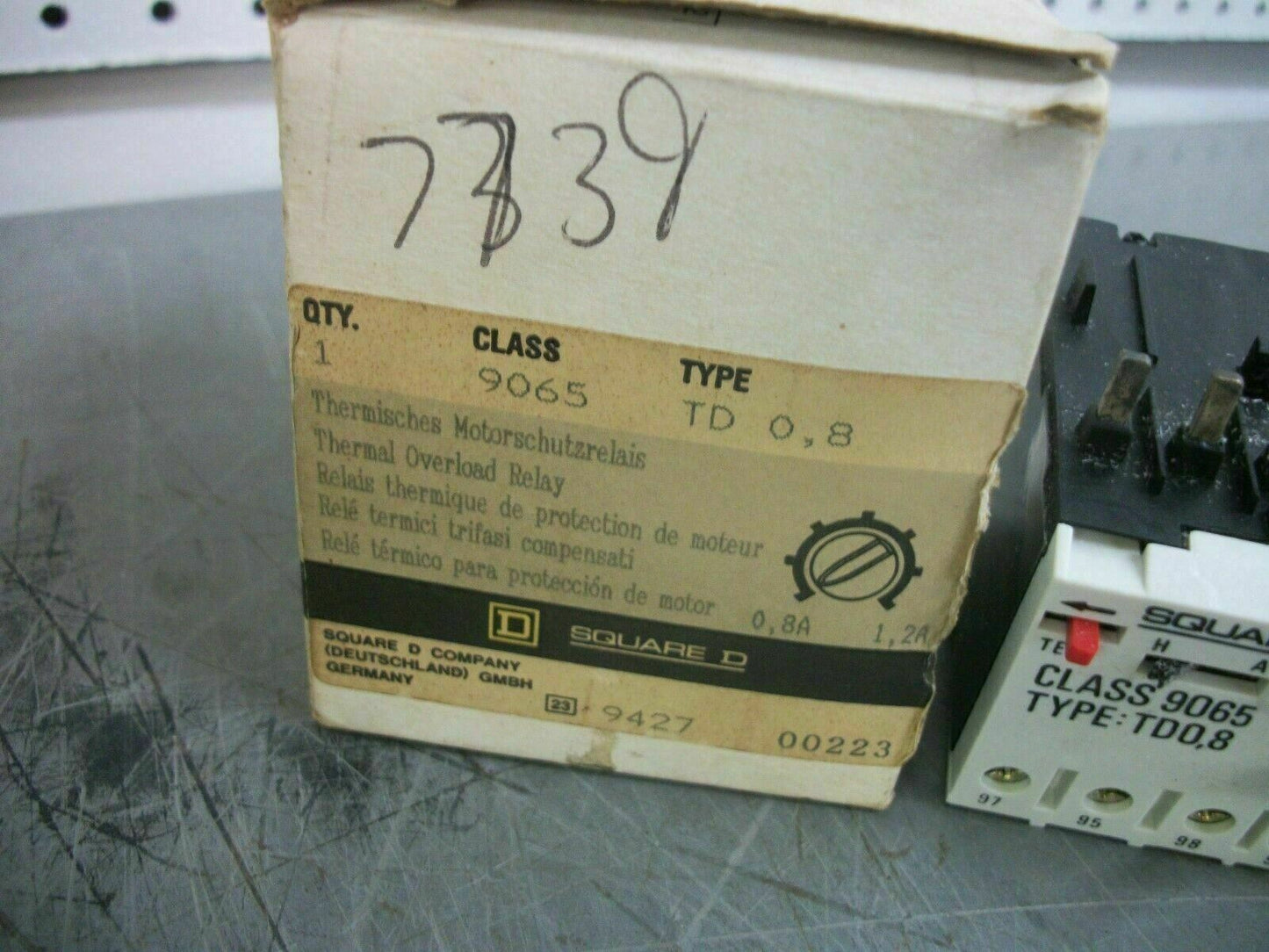 SQUARE D THERMAL OVERLOAD RELAY 9065TD0,8 0.8-1.2AMP NIB