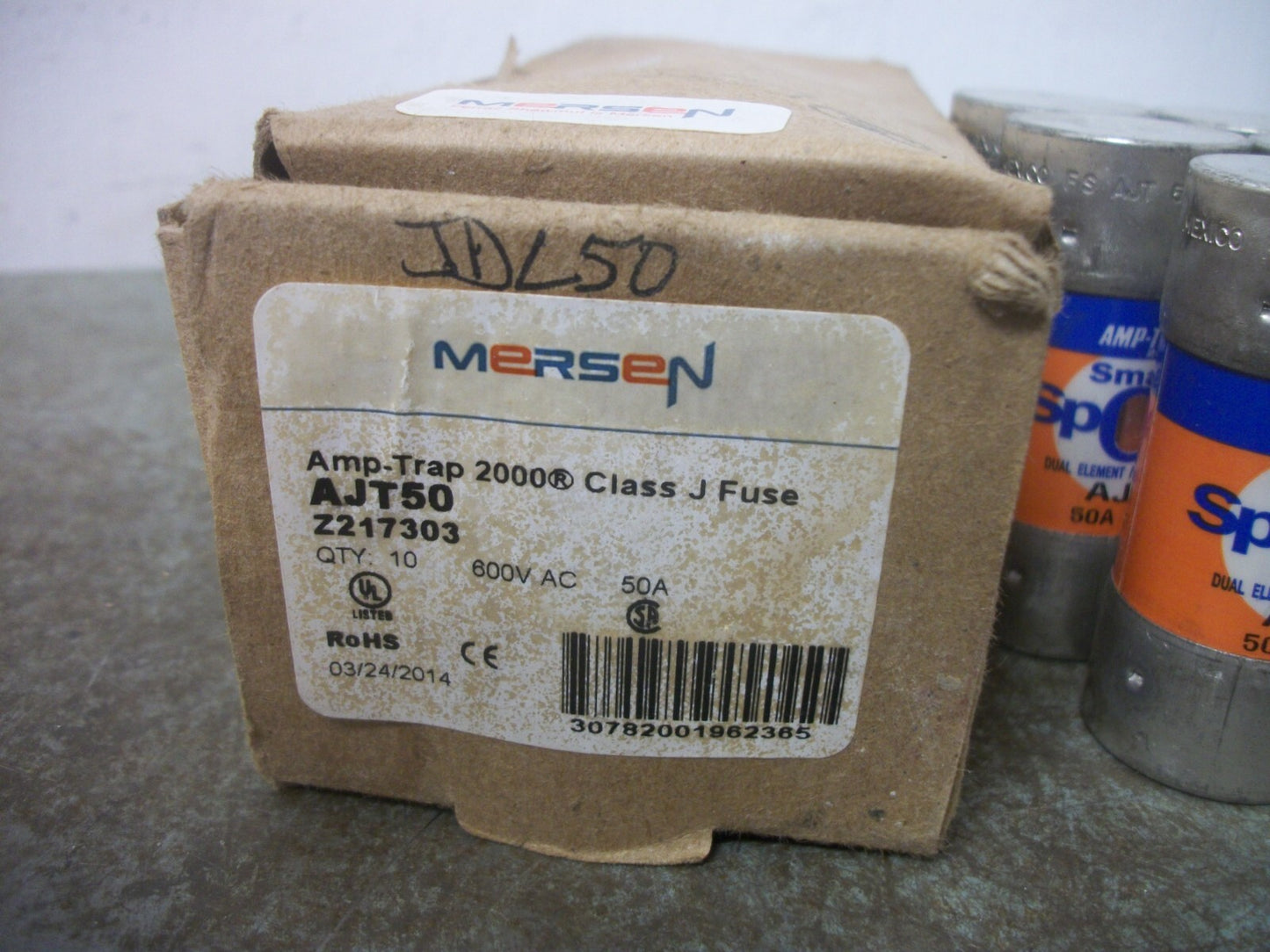 FERRAZ-SHAWMUT BOX OF 5 SMART SPOT AMP-TRAP 2000 FUSES AJT50 50AMP 600VOLT NIB