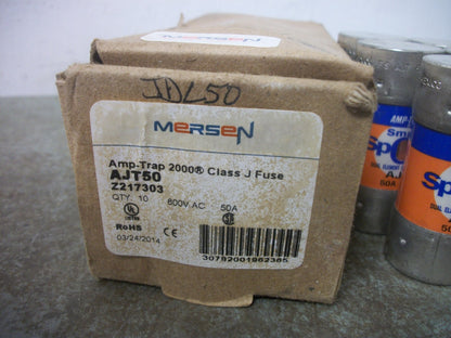 FERRAZ-SHAWMUT BOX OF 5 SMART SPOT AMP-TRAP 2000 FUSES AJT50 50AMP 600VOLT NIB