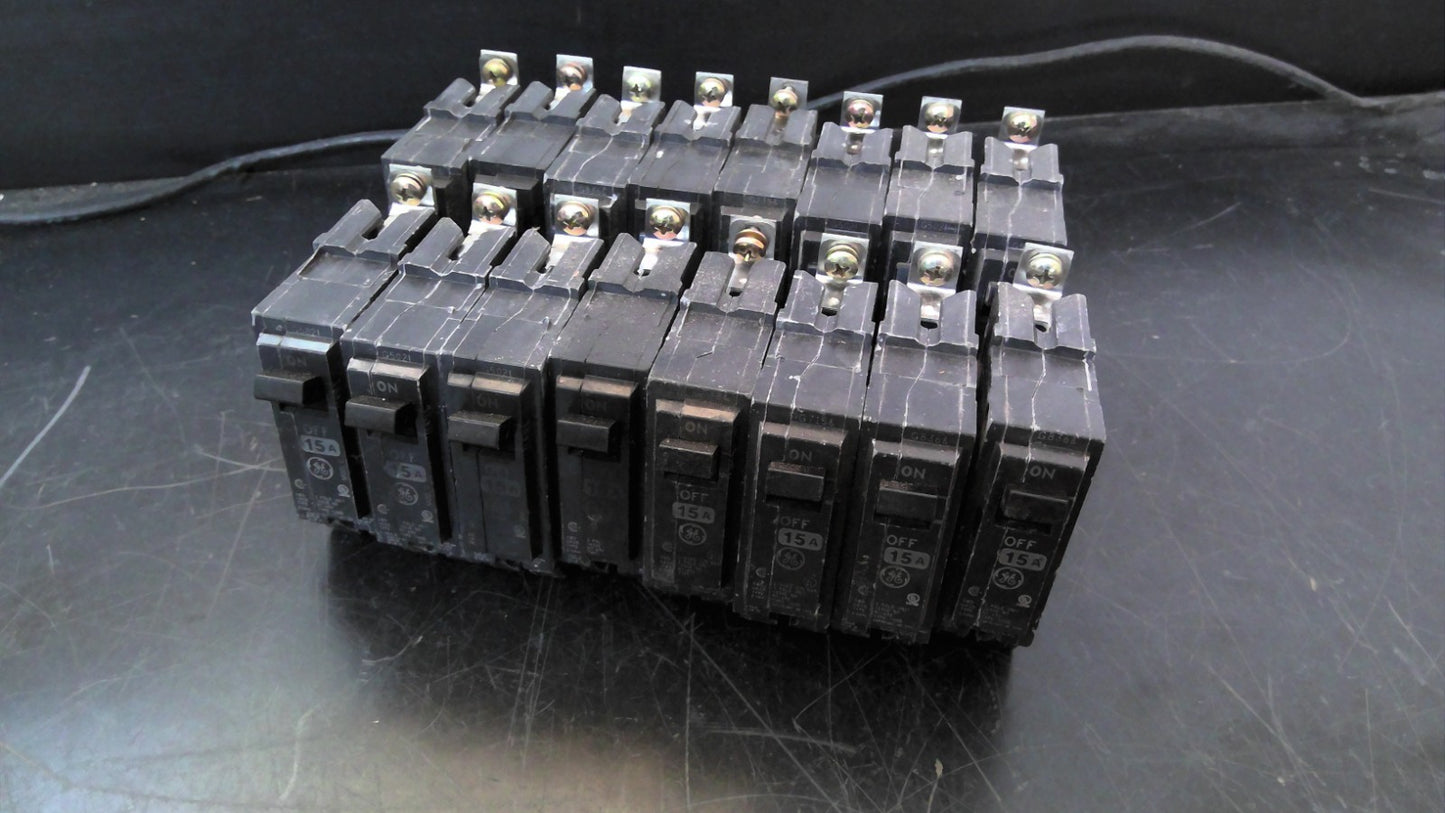 GE LOT OF 16 THQB CIRCUIT BREAKERS THQB1115 15AMP 240VOLT 1POLE