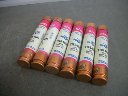 FERRAZ-SHAWMUT LOT OF 6 SMART SPOT FUSES TRS45R 45AMP 600VOLT NOB