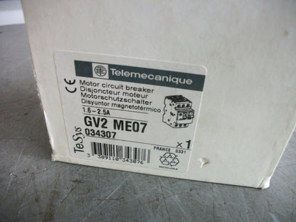 TELEMECANIQUE MOTOR CIRCUIT BREAKER GV2ME07 1.6-2.5AMP NIB