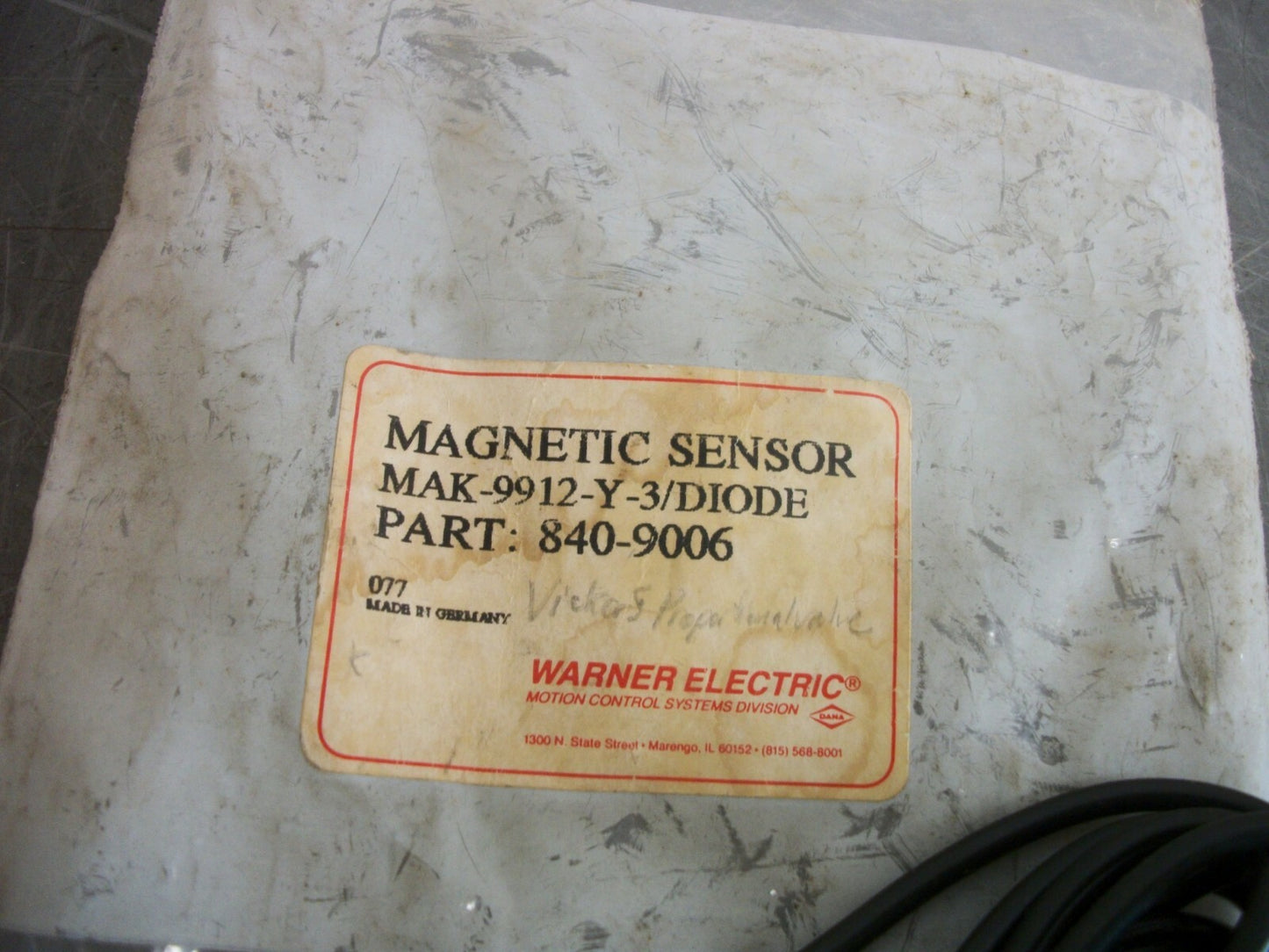 WARNER ELECTRIC MAK-9912-Y-3/DIODE MAGNETIC SENSOR 840-9006 NEW