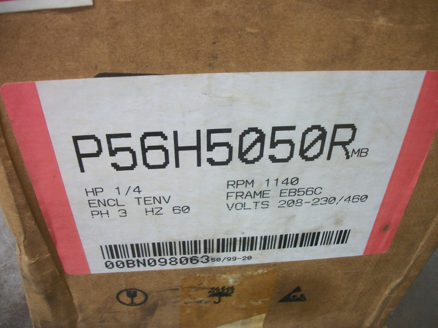 RELIANCE 1/4HP EB56C TENV AC MOTOR P56H5050R 460VOLT 3PH 1140RPM NIB