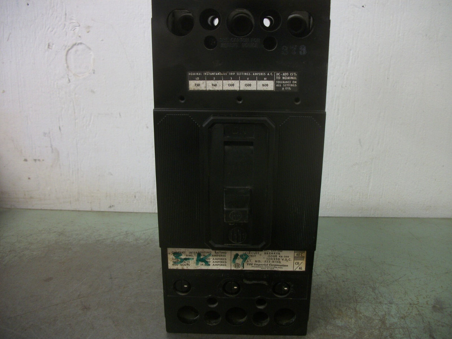 SIEMENS ITE FJ3 CIRCUIT BREAKER FJ3B150 150AMP 600VOLT 3POLE