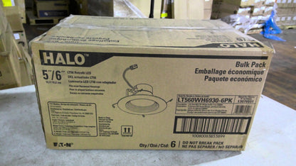 HALO BOX OF 6 5/6" LT56 RETROFIT RECESSED LED LIGHTS LT560WH6930-6PK NIB