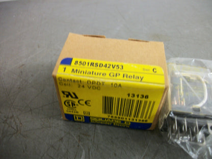 SQUARE D DPDT MINI GP RELAY 8501RSD42V53 24VCOIL 10AMP NIB
