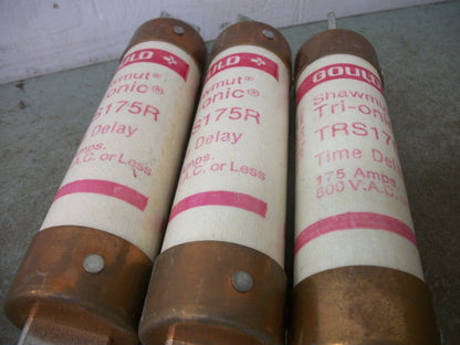 GOULD SHAWMUT LOT OF 3 TRI-ONIC FUSES TRS175R 175AMP 600VOLT