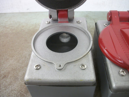 HUBBELL KILLARK LOT OF 2 WEATHERPROOF TWIST-LOCK RECEPTACLE ENCLOSURE FS-2 RED