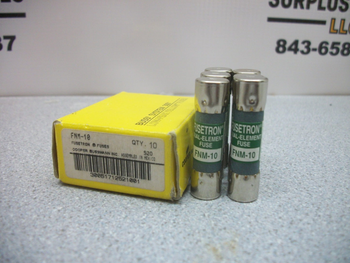 BUSSMANN LOT OF 6 FUSETRON FUSES FNM10 10AMP 250VOLT NIB