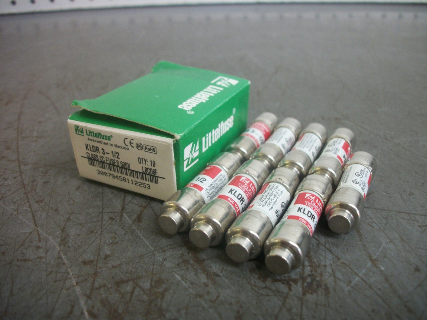 LITTELFUSE BOX OF 9 CLASS CC FUSES KLDR3-1/2 3-1/2AMP 600VOLT NIB