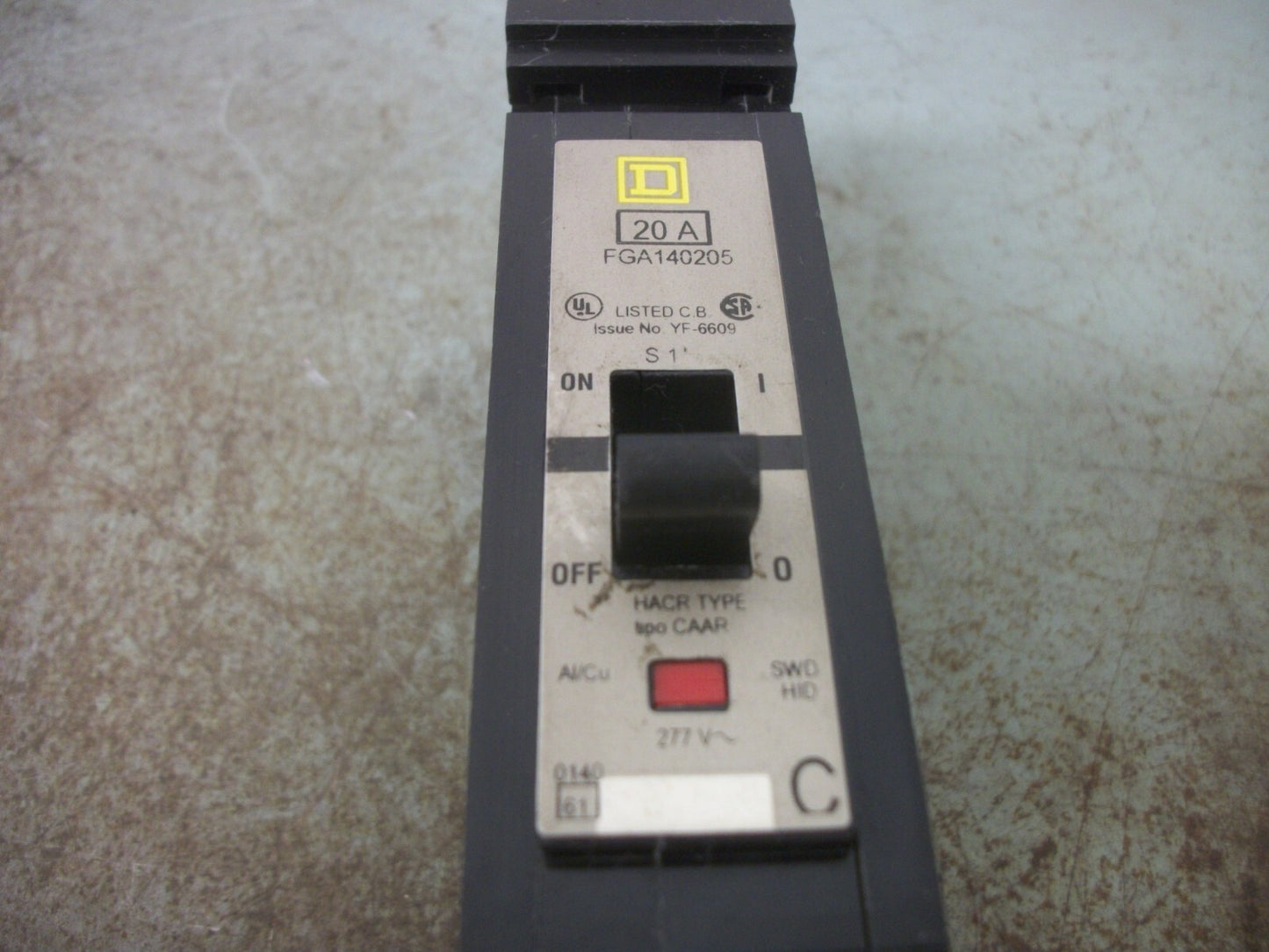 SQUARE D POWERPACT I-LINE FGA CIRCUIT BREAKER FGA140205 20AMP 277VOLT 1POLE