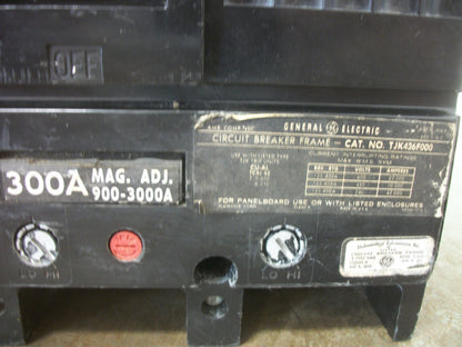 GE TJK CIRCUIT BREAKER TJK436F000 400AMP 600VOLT 3POLE W/300A TRIP