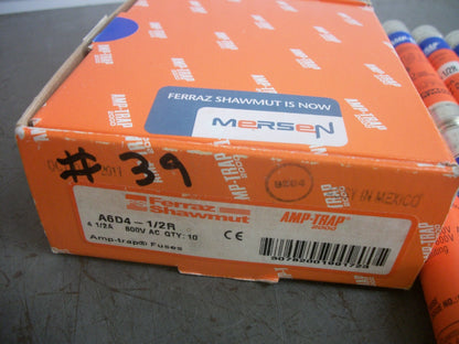 FERRAZ-SHAWMUT BOX OF 10 AMP-TRAP FUSES A6D4-1/2R 4-1/2AMP 600VOLT NIB