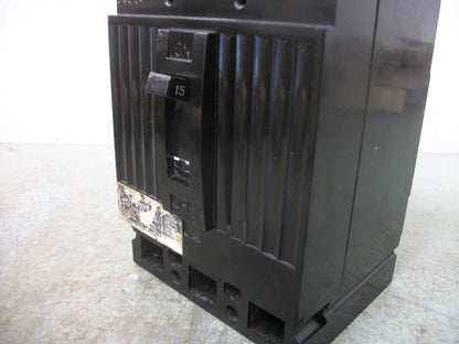 GE TED CIRCUIT BREAKER TED134015 15AMP 480VOLT 3POLE BLACK