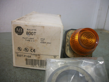 ALLEN-BRADLEY AMBER PILOT INDICATOR LIGHT 800T-P16A 120VOLT NIB