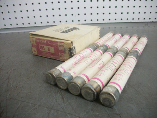 GOULD SHAWMUT BOX OF 10 TRI-ONIC FUSES TRS8 8AMP 600VOLT NIB