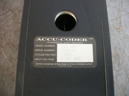 ENCODER PRODUCTS ACCU-CODER INCREMENTAL SHAFT ENCODER 711-HV 1200 CYCLES 5/28VDC