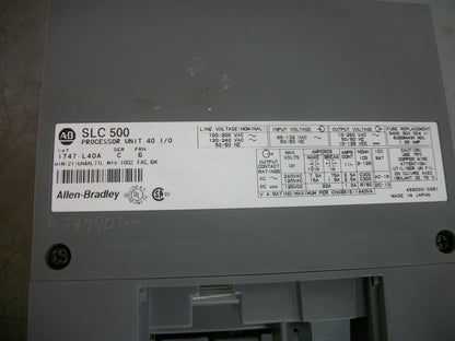 ALLEN-BRADLEY SLC 500 PROCESSOR UNIT 40 I/O 1747-L40A