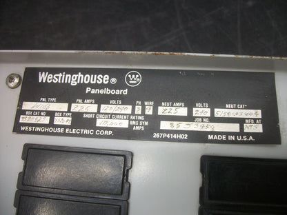 WESTINGHOUSE W10B PANELBOARD INTERIOR YS2042 225AMP 120/240VOLT 1PH NEW