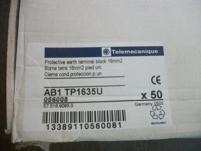TELEMECANIQUE BOX OF 25 16mm2 PROTECTIVE EARTH TERMINAL BLOCKS AB1TP1635U NIB