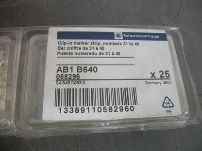 TELEMECANIQUE LOT OF 4 CLIP-IN MARKER STRIPS NUMBERS 31-40 AB1B640 NEW