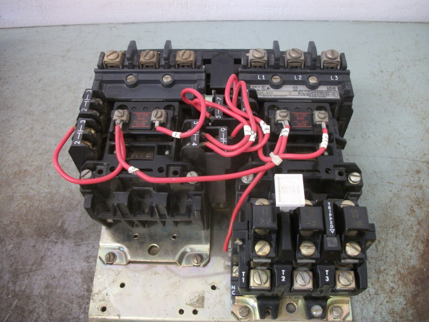 ALLEN-BRADLEY REV SIZE 0 MOTOR STARTER 505-AOD 18AMP 120VCOIL 3PH 600V 5HP