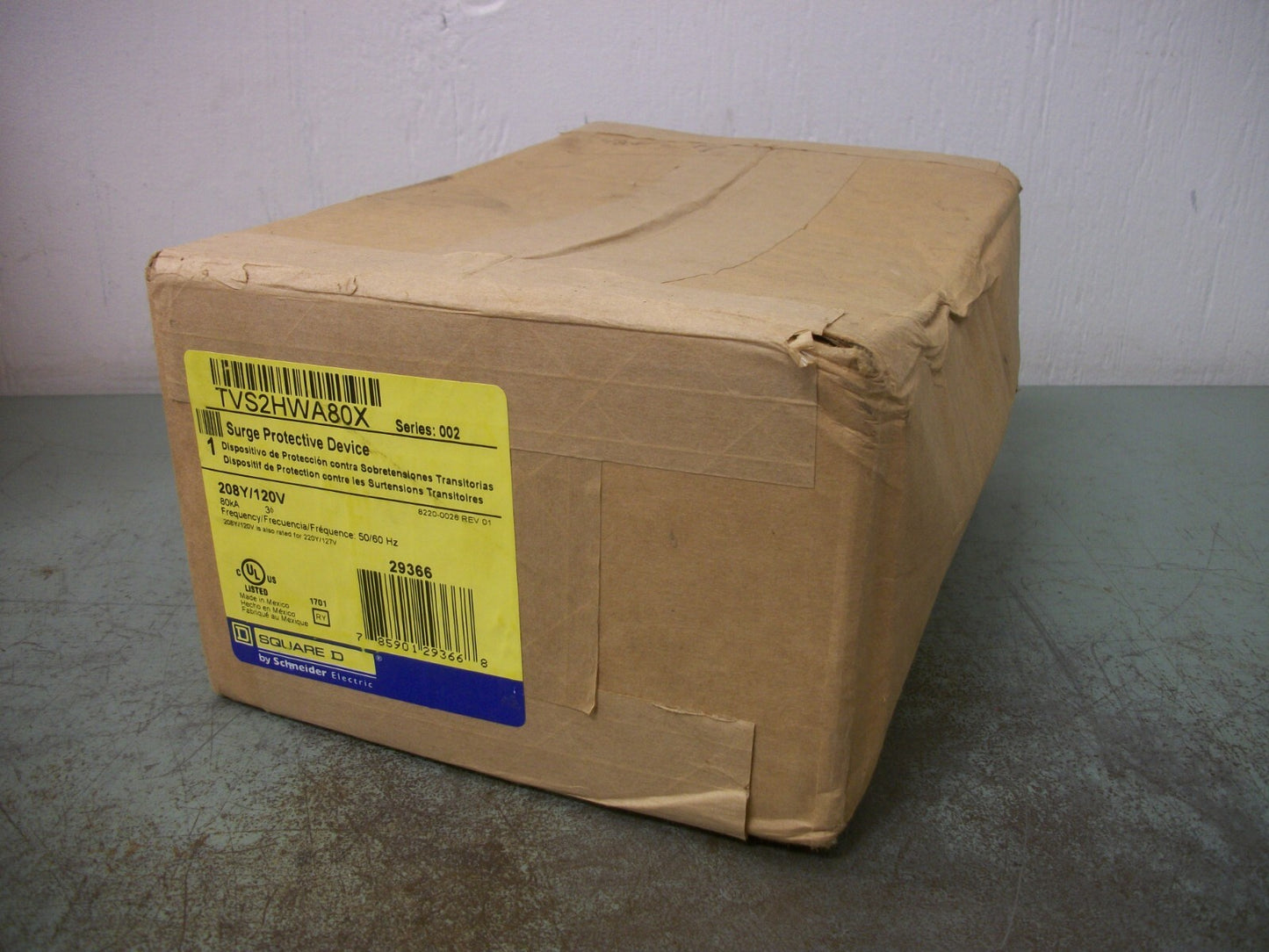 SQUARE D SURGE PROTECTIVE DEVICE TVS2HWA80X 208Y/120VOLT 80kA 3PH NIB