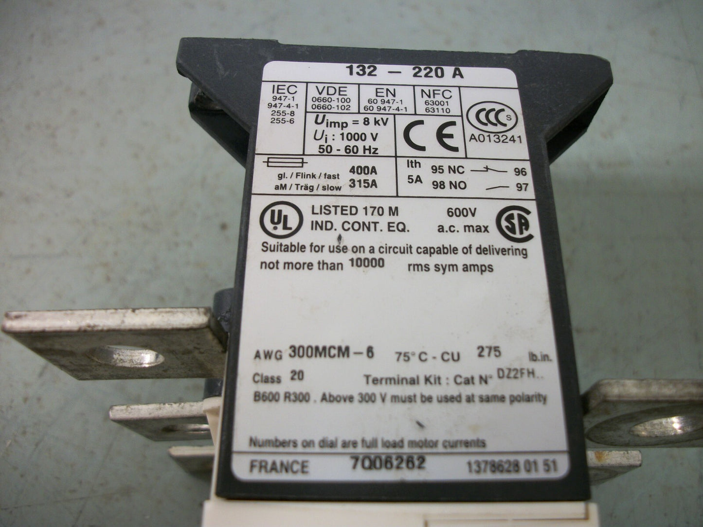 TELEMECANIQUE THERMAL OVERLOAD RELAY LR9F5571 132-220AMP