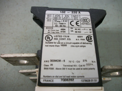 TELEMECANIQUE THERMAL OVERLOAD RELAY LR9F5571 132-220AMP