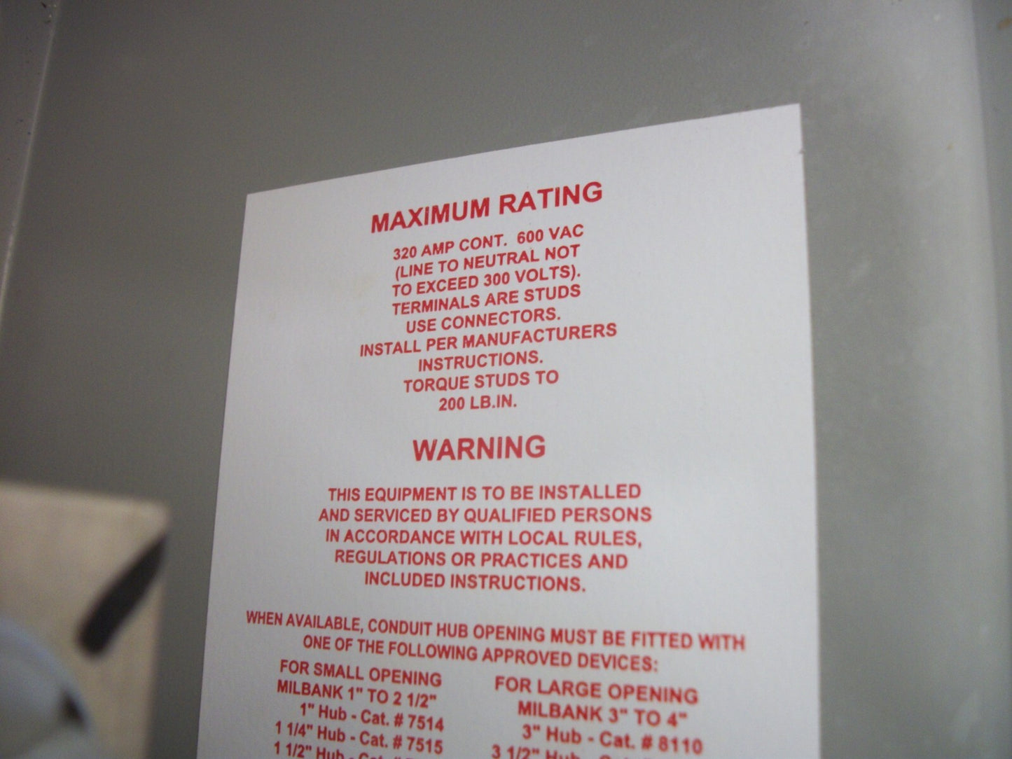 MILBANK METER BASE SOCKET ENCLOSURE TYPE 3R U2594-X 320AMP 600VOLT NOB