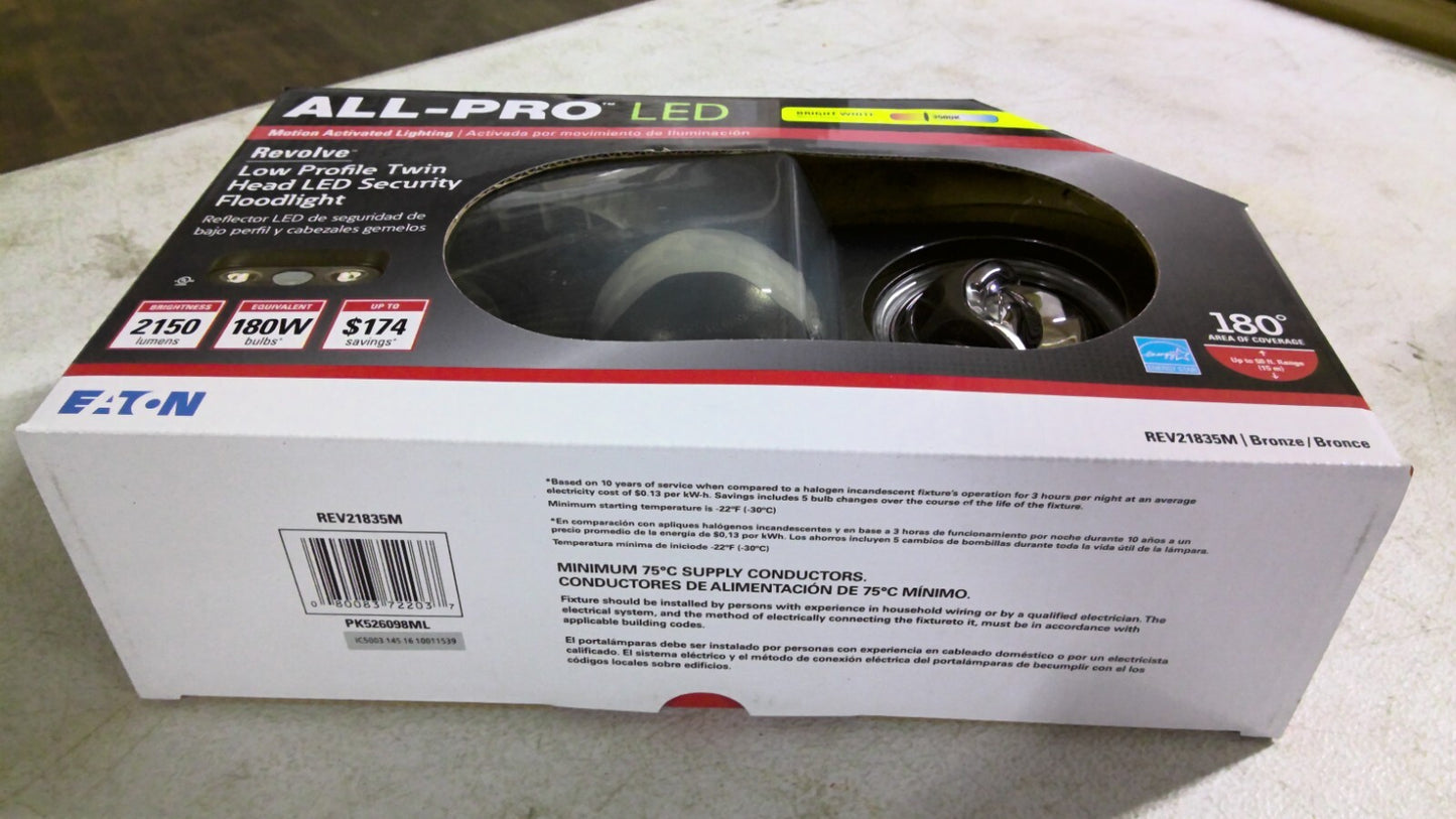 EATON ALL-PRO REVOLVE LOW PROFILE TWIN HEAD LED SECURITY FLOODLIGHT REV21835M