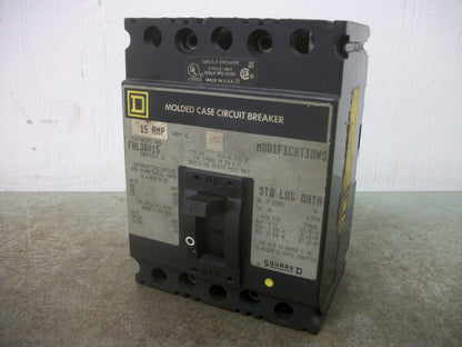 SQUARE D FHL CIRCUIT BREAKER FHL36015 15AMP 600VOLT 3POLE GRAY