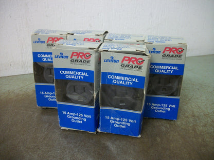 LEVITON LOT OF 6 PRO GRADE BROWN SINGLE RECEPTACLES 5015-SP 15A 125V 2P 3W GRND