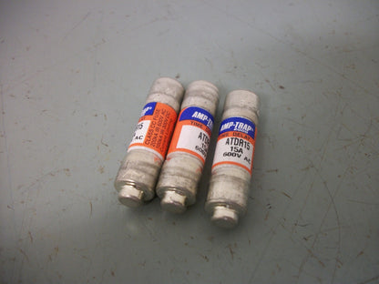 FERRAZ-SHAWMUT LOT OF 3 AMP-TRAP 2000 FUSES ATDR15 15AMP 600VOLT