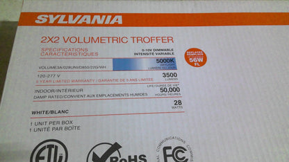 SYLVANIA 60446 2X2 VOLUMETRIC TROFFER VOLUME3A/028UNVD850/22G/WH 5000K 120/277V