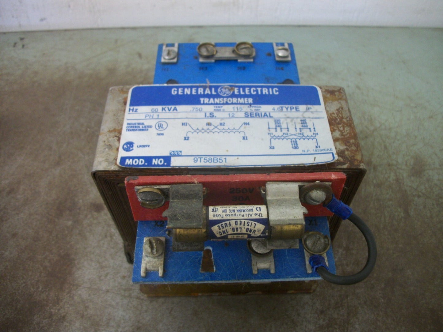 GE .750KVA 1PH TRANSFORMER 9T58B51 HV 220X480 LV 110/120