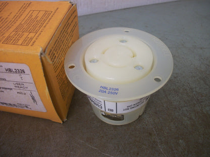 HUBBELL TWIST-LOCK FLANGED RECEPTACLE HBL2326 20AMP 250VOLT 2P 3W GRND NIB