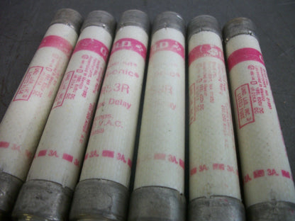 GOULD SHAWMUT LOT OF 6 TRI-ONIC FUSES TRS3R 3AMP 600VOLT NOB