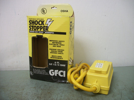 TB WOODS SHOCK STOPPER PORTABLE GFCI DUPLEX RECEP BOX 4115-6GF 15AMP 125VOLT NIB