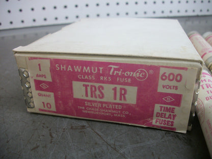 GOULD SHAWMUT BOX OF 10 TRI-ONIC FUSES TRS1R 1AMP 600VOLT NIB