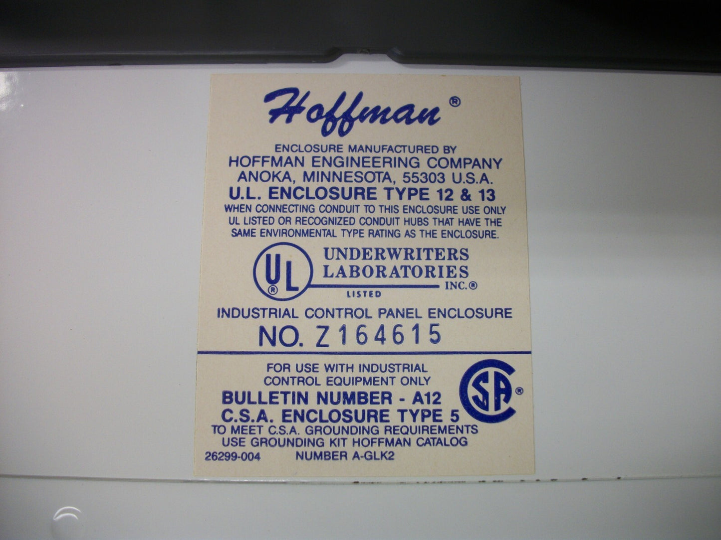 HOFFMAN 17 X 13 X 8 ENCLOSURE TYPE 12,13 NEW