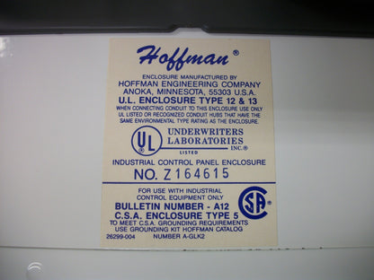 HOFFMAN 17 X 13 X 8 ENCLOSURE TYPE 12,13 NEW