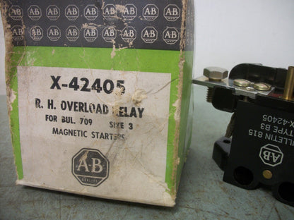 ALLEN-BRADLEY R.H. OVERLOAD RELAY FOR SIZE 3 BUL 709 X-42405 NIB