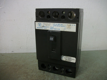 WESTINGHOUSE CA CIRCUIT BREAKER CA3225W 225AMP 240VOLT 3POLE
