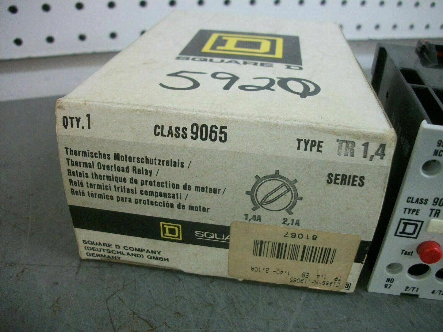 SQUARE D THERMAL OVERLOAD RELAY 9065TR1,4 1.4-2.1AMP NIB