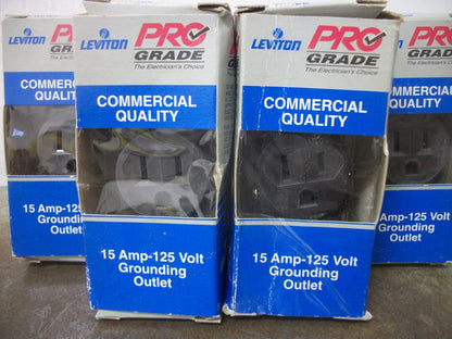 LEVITON LOT OF 6 PRO GRADE BROWN SINGLE RECEPTACLES 5015-SP 15A 125V 2P 3W GRND